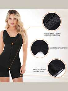 1pc Women's Shapewear, Zipper Crotch Design, Slim Fit, Tummy Control, Waist Cincher, Suitable For Yoga, Fitness, Shaping And Various Occasions. Fitness Accessories, Waist Trainer, Waist Cincher, Body Shaper. - Black - View 3