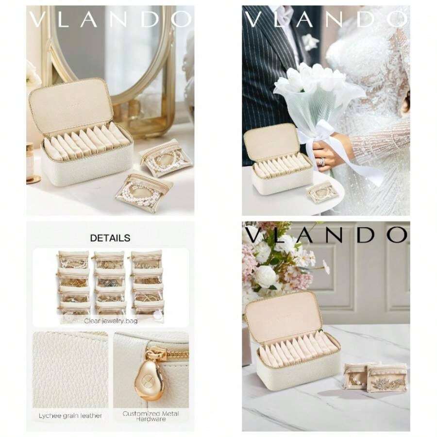 Almacenamiento de joyas pequeas para viajes - 12 piezas de color blanco - Ver 1