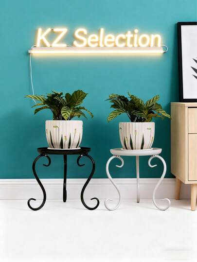 1 Stück zeitgenössischer Metall Pflanzenständer, Blumentopfhalter für Innen/Außen - freistehendes Eckregal für Wohnzimmer, Balkon, Garten & Terrasse, ohne Werkzeuge montierbar