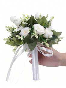 1 件全新人造紫玫瑰花束，伴娘、新娘婚礼用品，摄影道具，优雅浪漫婚礼装饰 - 紫色 - 查看 8