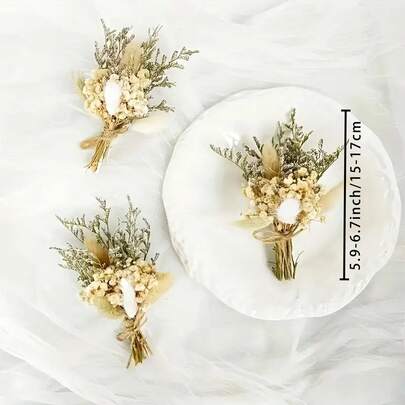 1/2/4/6/10/12/20pcs Mini Dried Flower Bouquet, Suitable For Groomsmen Boutonniere, Wedding Cake Decor, Boho Home Decor, Party Favors, Cake Decorations, Vintage Bouquet, Bohemian Style, Handmade Bouquet, Everlasting Flowers, Mini Bouquet, Small Bouquet, Home Stylist, Event Planner