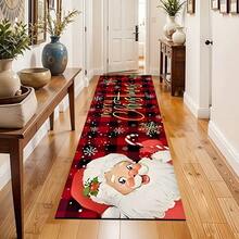 Felpudo con tema navideño, de poliéster, alfombra decorativa para el piso adecuada para la entrada del hogar, sala de estar, dormitorio y cocina