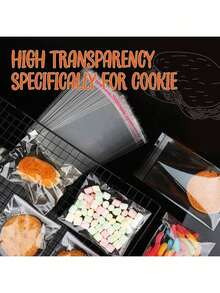 100/200个随机透明玻璃纸袋，自粘OPP袋，塑料礼品包装袋，适用于珠宝、派对礼品、糖果、工艺品等。 - 白色 - 查看 5