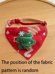 PETSIN 1pc Christmas Pet Triangle Scarf Collar, Cute Cat Christmas Accessories, Dog Collar, Christmas Dog Cat Decorative Square Scarf, Adjustable Pet Gift Collar(The Position Of The Fabric Pattern Is Random)