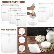 3 Pcs Nut Milk Bag  Strainer Nut Bags Reusable Multiple Usage  Strainer Bag For Straining Almond Soy Milk Greek Yogurt Professional Cold Brew Coffee Tea Beer Celery Juice Fine Nylon Mesh# DOUYYY