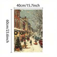 12x16 英寸无框复古圣诞小镇帆布海报 - 冬季仙境墙壁艺术，带有雪橇场景、雪景街道和节日装饰，现代节日家居装饰，适合客厅、卧室、办公室 - 完美的礼物创意，圣诞墙壁艺术，最适合圣诞节 - 彩色 - 查看 6