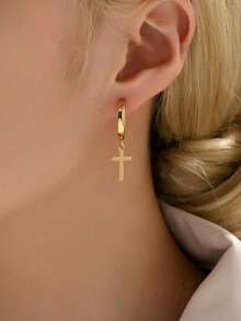 1 Paar modische, lässige, klassische, vielseitige, schicke Ohrringe mit Kreuz-Design für Frauen