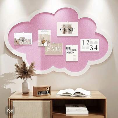 1 件大型云朵装饰板、多用途照片展示板、办公室和家庭毛毡备忘板、无钻孔展示板背景、多功能备忘板适用于家庭、书房、办公室、情人节装饰、圣诞节和新年装饰、照片展示、备忘