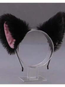1 pieza de nueva diadema con orejas de gato para mujer, accesorio de pelo lindo y esponjoso, diadema, cintillo, tocado, diadema con orejas de gato, accesorio de disfraz de Halloween, pasador de orejas de animal de Navidad, estilo lolita, disponible en múltiples colores - Negro - Ver 5