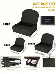 Czarne pudełko prezentowe z okładką, czarne pudełko prezentowe z papieru typu kraft, pudełko na zaręczyny dla druhny ze wstążką, odpowiednie na ślub, opakowanie, prezenty, urodziny, pudełko na babeczki, Walentynki, Halloween, Boże Narodzenie