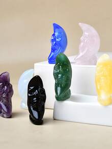 Exquisite Natural Crystal Carving Moon Skull Unique Design, Healing Crystal, Stones Containing Energy, Energy Healing Meditation Stone, Perfect For Home Decor & Gift Giving, For Pocket Decoration, For Holiday Gift, From The Brand CUPIDCRYSTAL