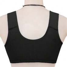 Ribbed Bras For Women Front Closure No Underwire Comfort Senior Wireless Snap Closing Bra{"Color_name":"Black"} - 弗拉克 - 查看 4