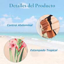 Traje de Baño para Mujer de Playa Conjunto de Bikini y Falda Larga con Tirantes en la Espalda de 2 Piezas Floral - Beso FLor - Ver 4