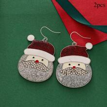 Christmas Themed Cartoon Earrings From Europe And America, Fashionable And Versatile, With Diamond Studded Santa Claus And Snowman Earrings And Earrings