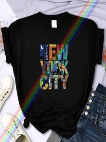 2025 Champion Tank Davis All Match American Fashion Brand Printed Men's And Women's Loose Summer Loose Short Sleeve T Shirt - 黑色 - 查看 1