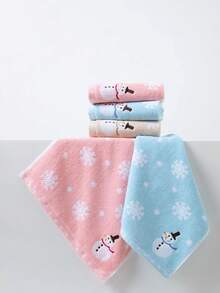 1/3/6 Stücke quadratische Baumwoll-Taschentücher 34*34cm, verschiedene Farben, besticktes Schneemann-Muster. Saugfähig, schnelltrocknend als Handtuch, geeignet für Badezimmer, Küche, Reisen, Hotel, Outdoor, Geschenk zu Feiertagen, unisex