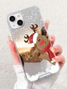 1pc Fashionable Personalized Winter Deer & Snowflake Pattern Silver Acrylic Mirror Phone Case Compatible With IPhone 16 ProMax/16/16 Pro/16 Plus/15/15 ProMax/15 Pro/11/12/13/14 ProMax/11 Pro/11 ProMax/12 Pro/12 ProMax/13 Pro/13 ProMax/14 Pro/14 ProMax, Elegant & Creative - Multicolor - View 2