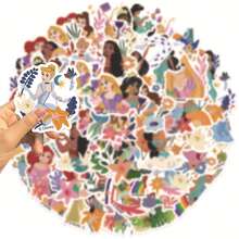 50 piezas Pegatinas de la película de la Princesa Disney, calcomanías de anime para patineta, portátil, motocicleta, guitarra, teléfono, lindas y kawaii, paquete de pegatinas de dibujos animados