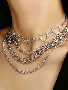 1 Set Of 3 Pcs Fashionable Chain Necklaces, Suitable For Women's Daily Decoration