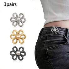 2/3/4/5/6/10 对裤腰收紧器，可调节腰带扣套装，用于牛仔裤的额外纽扣，用于裤子、牛仔裤、袖子的纽扣调节器（银色）可调节金属纽扣别针，用于牛仔裤和服装，时尚女孩的配饰