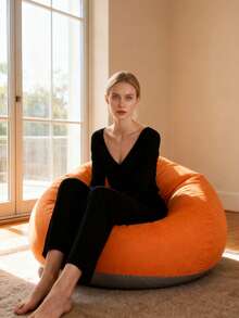 1pc Inflatable Bean Bag Chair - Portable Foldable Single Seater Slouchy Sofa, With Plush Wool, No Assembly Required, Mixed Color For Indoor/Outdoor Use, Camping And Home Relaxation, Inflatable Furniture, Indoor Relaxation, Modern Decor, Durable Plastic, Inflatable Camping Sofa, Inflatable Chair, Inflatable Bed, Air Sofa, Inflatable Armchair/Cinema Chair, Room Compressed Foam Armchair, Soft Armchair, Living Room Armchair, Living Room Sofa, Slouchy Sofa, Sofa, Bean Bag - Multicolor - View 6