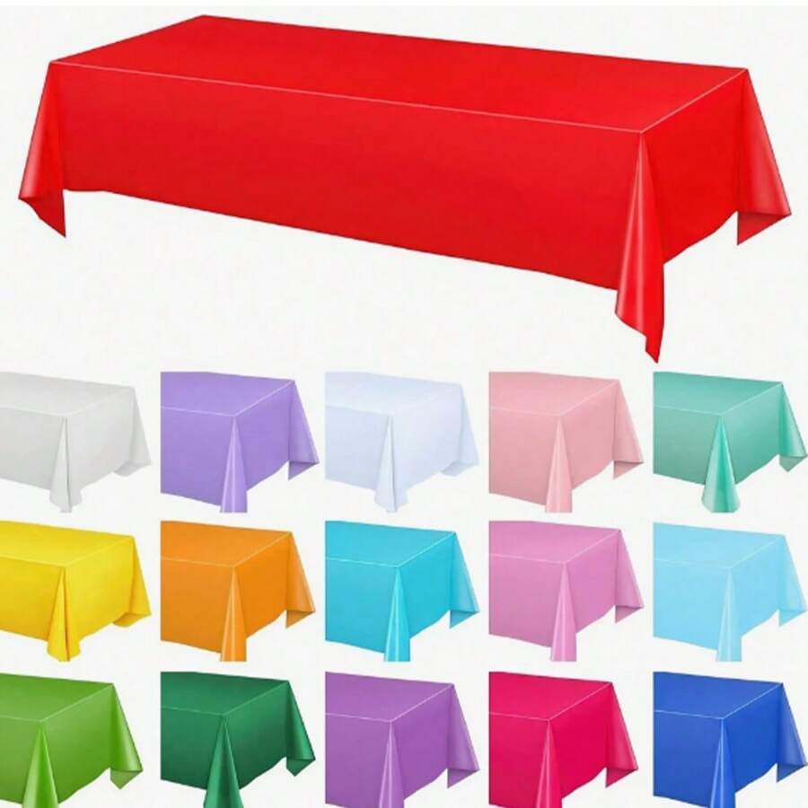 1 pieza Mantel desechable de plástico, rectangular, adecuado para fiestas de cumpleaños, baby shower, bodas, sociales de helados y con temática oceánica, decoración, disponible en varios colores, de vuelta al colegio, Día de San Valentín - Multicolor - Ver 1