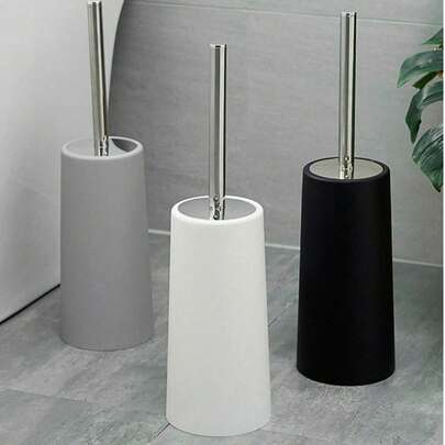 Bộ 1 chổi cọ toilet kèm giá đỡ, chổi cọ toilet mềm dẻo với giá đỡ có thể tháo rời - Làm sạch những khu vực khó tiếp cận, thiết kế tay cầm dài, thích hợp cho việc vệ sinh phòng tắm, lông chổi bằng nhựa bền - Đồ dùng vệ sinh cho mùa tựu trường, tiện dụng, trang nhã và bền bỉ, với tay cầm dài bằng thép không gỉ 304.