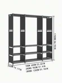 1件便携式衣柜，多功能时尚衣柜，防尘，独立展示，落地组装收纳架，储物柜，卧室客厅家居，节日礼物，圣诞礼物，儿童礼物 - 彩色 - 查看 6