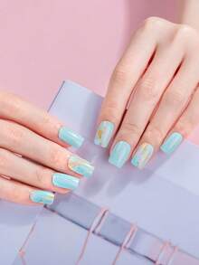 半固化凝胶指甲贴，果冻米色，16 片凝胶指甲贴，贴纸，需要紫外线照射，沙龙品质，持久