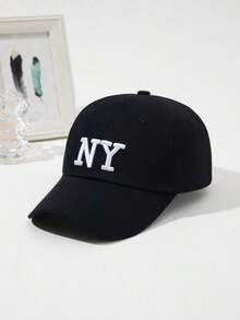 Women Street Style Fashionable Embroidered NY Plain Baseball Cap, Spring/Summer Breathable And Daily Outfits - NY - View 3