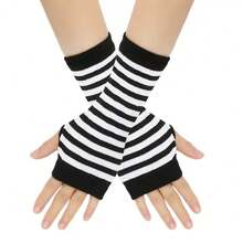 Solid Fingerless Gloves - Black - View 7