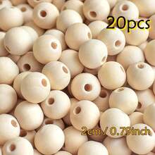 20/35/100 Stücke unfertige runde Holzperlen, Holz Abstandsperlen für Basteleien, Dekorationen und DIY Projekte - Holzfarbe 100St - Übersicht 13