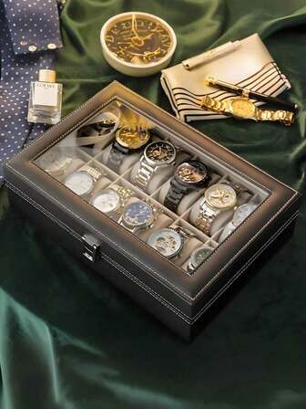 12/2 Slot Uhrenaufbewahrungsbox zum Valentinstag, Uhrenbox Aufbewahrungsorganizer Displaybox Schmuckaufbewahrungsbox Valentinstag, Muttertag, großes Fassungsvermögen PU-Leder Uhrenbox, Uhrenaufbewahrungsbox und Schmuckaufbewahrungsbox, einfache Uhrenaufbewahrungsbox für mechanische und elektronische Uhren von Männern und Frauen, staubdicht, tragbar, hochwertiges Reißverschlussdesign Uhrensammlungsbox, Geschenk für die Freundin