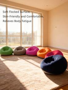 1pc Inflatable Bean Bag Chair - Portable Foldable Single Seater Slouchy Sofa, With Plush Wool, No Assembly Required, Mixed Color For Indoor/Outdoor Use, Camping And Home Relaxation, Inflatable Furniture, Indoor Relaxation, Modern Decor, Durable Plastic, Inflatable Camping Sofa, Inflatable Chair, Inflatable Bed, Air Sofa, Inflatable Armchair/Cinema Chair, Room Compressed Foam Armchair, Soft Armchair, Living Room Armchair, Living Room Sofa, Slouchy Sofa, Sofa, Bean Bag - Multicolor - View 3