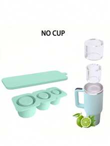 1pc Silicone Ice Cube Tray With Lid, Easy Release & Cleaning, Fits All Cups, Suitable For Parties, Reusable - Light Green - View 9