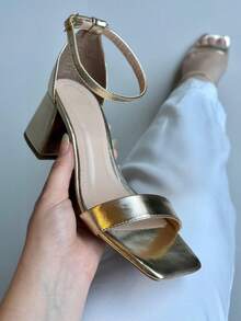 GISELE CLASSIC SANDAL WITH 6CM HEEL - 金色 - 查看 3