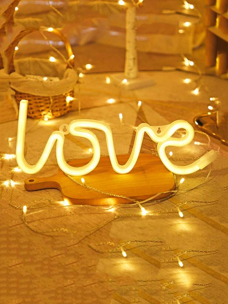 1pc LED Heart & Letter Neon Light, USB Or Battery Powered, Suitable For Desk, Bedroom, Wall, Party, Wedding Decor, Perfect Gift For Birthday, Mother's Day, Valentine's Day