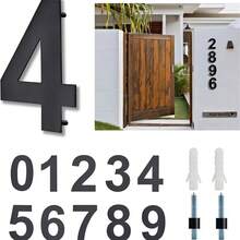 8 Inch Modern Acrylic Steel Floating House Number, Metal Modern Address Plaque, For House Address Number Ground Marker, Garden Gate Mailbox Decor Number, With Nail Kit, Coated Black, 911 Visible Signage - Easy To Install Mailbox And Door Address Label - Multicolor - View 3