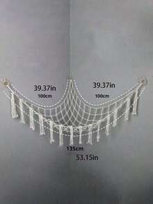 1pc Large Boho Stuffed Animals Net Or Hammock, Toy Hammock, Stuff Animal Storage Corner Hanging Net Holder, Mesh Hammock Plush Toy Hanging Storage With Tassel Hooks Bedroom Decorations Autumn Decor Festival Decor Room Decor Home Decor Fall Spring Decor Bedroom Decor