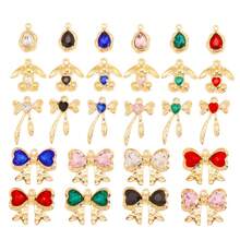 10pcs Mixed Shiny Colorful Heart, Crystal, Bow, Rabbit, Water Drop Elegant Alloy Pendants, Charms For Necklace, Earrings, DIY Jewelry Making - Gold - View 1