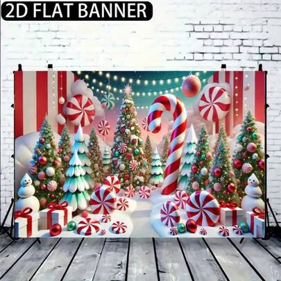 1件圣诞橱窗展示背景幕布，节日墙面装饰，无需用电，圣诞派对背景，圣诞庆典摄影道具