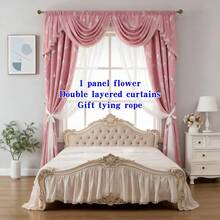 1 Paneel Blumen Doppelschicht Verdunkelungsvorhang mit Ösen Design, geeignet für Wohnzimmer, Esszimmer, Schlafzimmer, Arbeitszimmer, Café, ländliches Bauernhaus, Halloween, Weihnachten