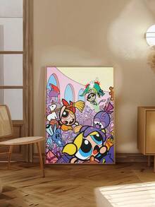 WB 1 Stück ungerahmtes Poster, Retro-Muster der Powerpuff Girls Heimdekoration Leinwand, Wanddekoration, Leinwand-Heimdekoration, schimmerndes Poster, Leinwand mit afrikanischer Frau, Leinwandkunst