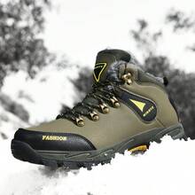 Botas masculinas para esportes ao ar livre, botas masculinas para caminhadas, botas masculinas de cano alto para outono/inverno, botas de neve resistentes à água com cabedal em PU, botas de trekking, botas para caminhadas, camping, caça e trilhas, botas/sapatos de inverno masculinos, botas duráveis, botas esportivas de tamanho grande com cadarço, botas de trabalho, adequadas para atividades ao ar livre no outono/inverno. - Verde de Exercício - Ver 2