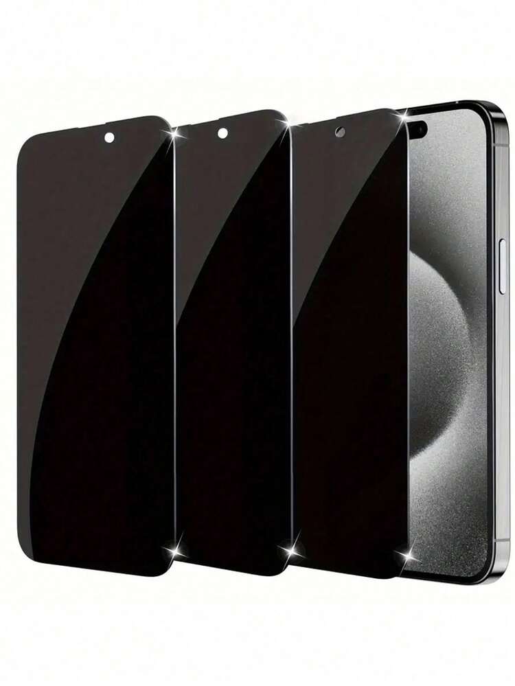3pcs Full Cover Anti-Peep Tempered Glass Privacy Screen Protector Compatible With Iphone17/17Air/17pro/17promax/16/ 15 Pro Max/15/14 Plus/13/12/11 Pro Max/X/XS/XR Full Coverage Screen Anti-Peeping Glass Film Gift For Birthday/Easter/'s Day/Boyfriends/Girlfriends - Black - View 16