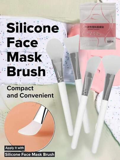 Máscara facial de algodón comprimido parcial, juego parcial con aplicadores de máscara flexibles para herramientas de cuidado de la piel, brocha suave y precisa para aplicar maquillaje en el hogar y en la carretera, máscaras de papel de cuidado de la piel DIY de tamaño mediano, transpirables y absorbentes de humedad, empacadas individualmente para tipos de piel y viajes