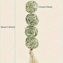 1pc Natural Water Grass Hand-Woven Braided Grass Ring, Suitable For Guinea Pigs, Hamsters And Other Small Pets To Chew And Play - Beige - View 6