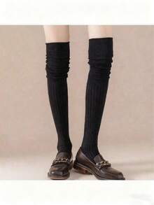 1/2/4双装女士过膝袜，春秋长筒袜，防滑不勒小腿，孕妇适用，舒适保暖。 - 彩色 - 查看 4