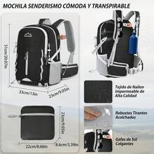 IGOLUMON Mochila 40L Senderismo Transpirable Impermeable Plegable Hombre Mujer Camping Beber - Negro - Ver 4