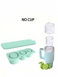 1pc Silicone Ice Cube Tray With Lid, Easy Release & Cleaning, Fits All Cups, Suitable For Parties, Reusable - Light Green - View 8